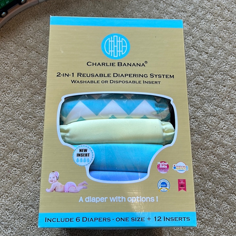 Charlie Banana Reusable Diaper System - Blue and Cream